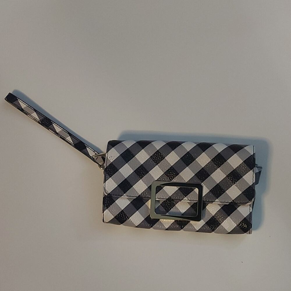 Talbots Black /White Wristlet Zip Closure Mimimalist Classic Preppy Prints Retro